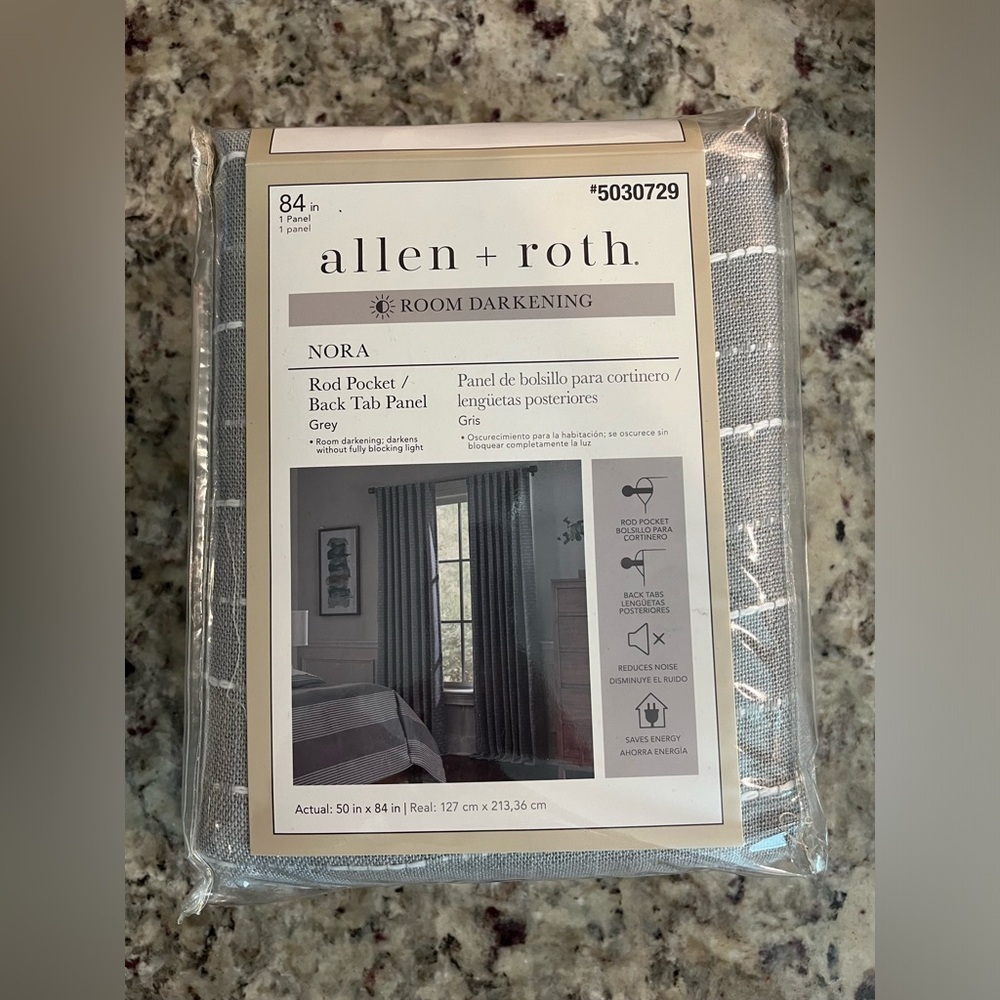 2PK Allen+Roth 50x84-in Grey Room Darkening Thermal Lined Grommet Curtain Panel - Picture 8 of 8